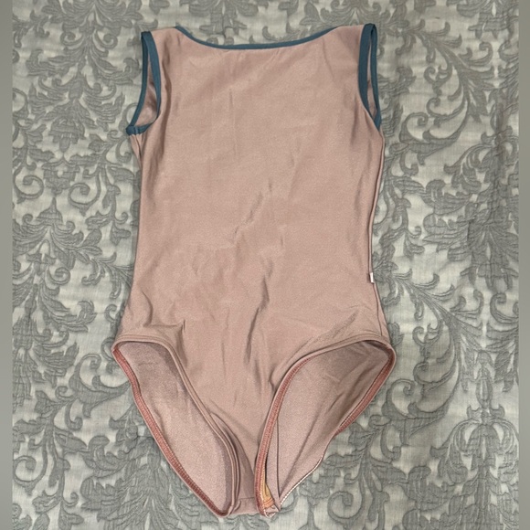 Yumiko Tops - Yumiko Smoky Rose Sleeveless Green Trim Ballet Dance Leotard Sz S